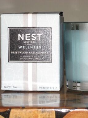 New NEST Wellness Driftwood and Chamomile Votive Candle 20-28 Hours